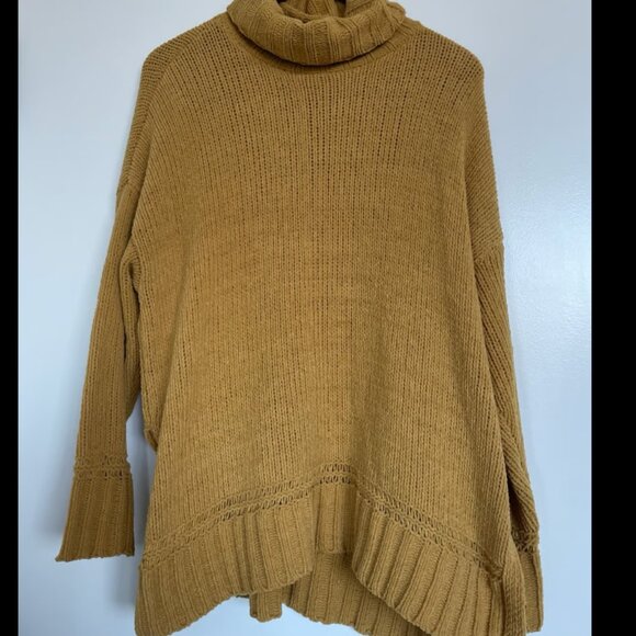 Aerie Mustard Yellow Cowl Neck Chenille Sweater Size S/P - Picture 1 of 5